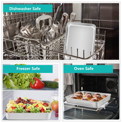 TeamFar lasagna pan sturdy stainless build resists warping.