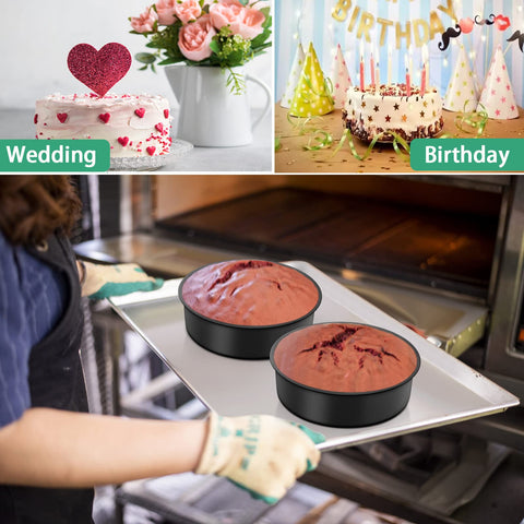 TeamFar leakproof 2-inch rim cake pans prevent batter leaks during baking.
