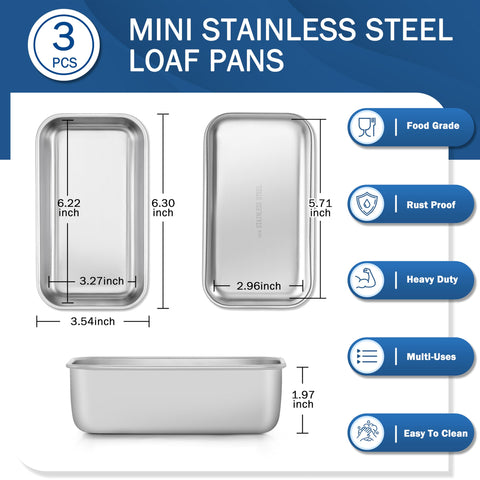 TeamFar mini loaf pan set side view highlights even heat distribution.