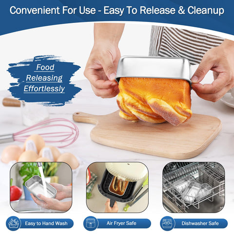 TeamFar mini loaf pan set stackable design saves kitchen space.