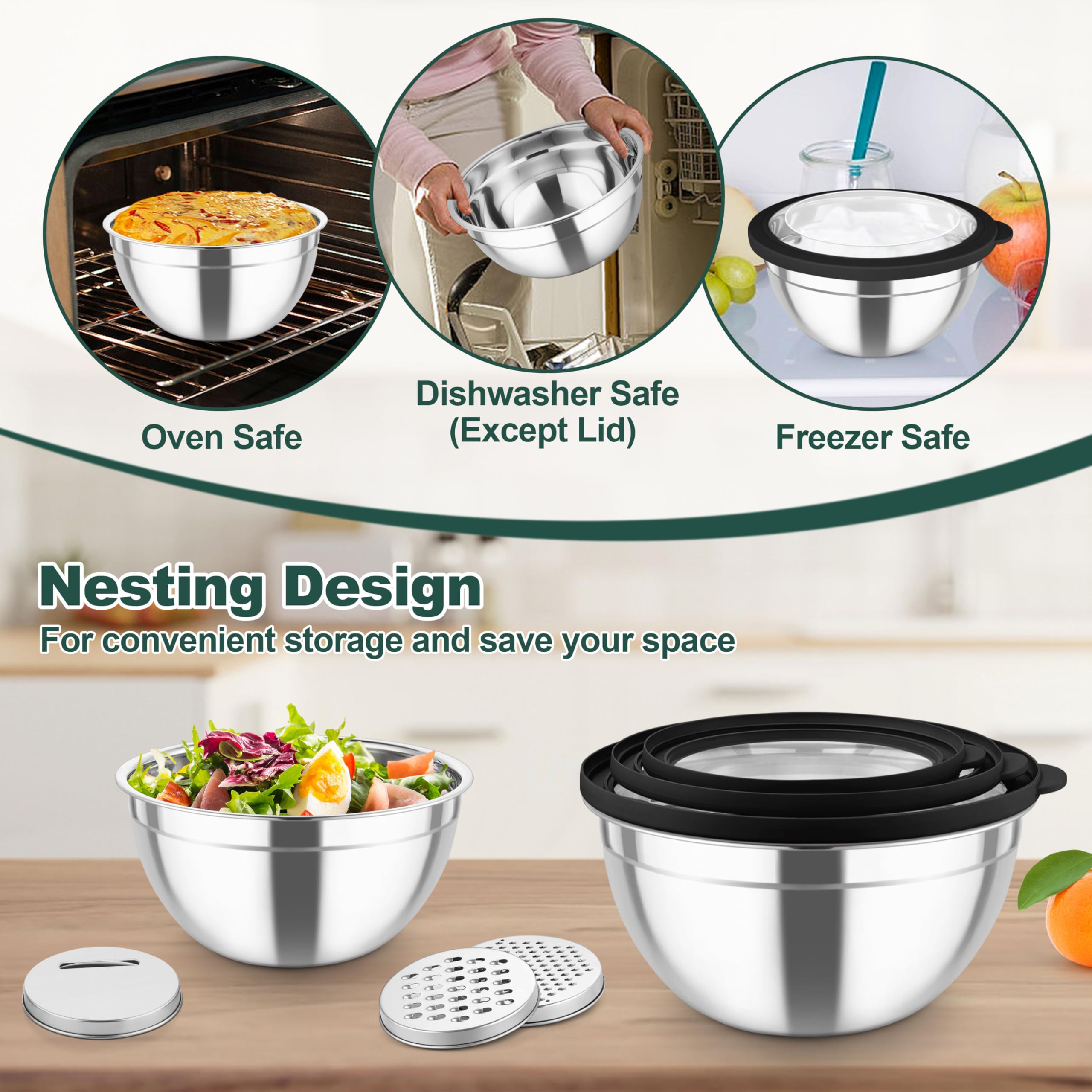 Nesting design of TeamFar bowls saves cabinet space and keeps kitchen tidy