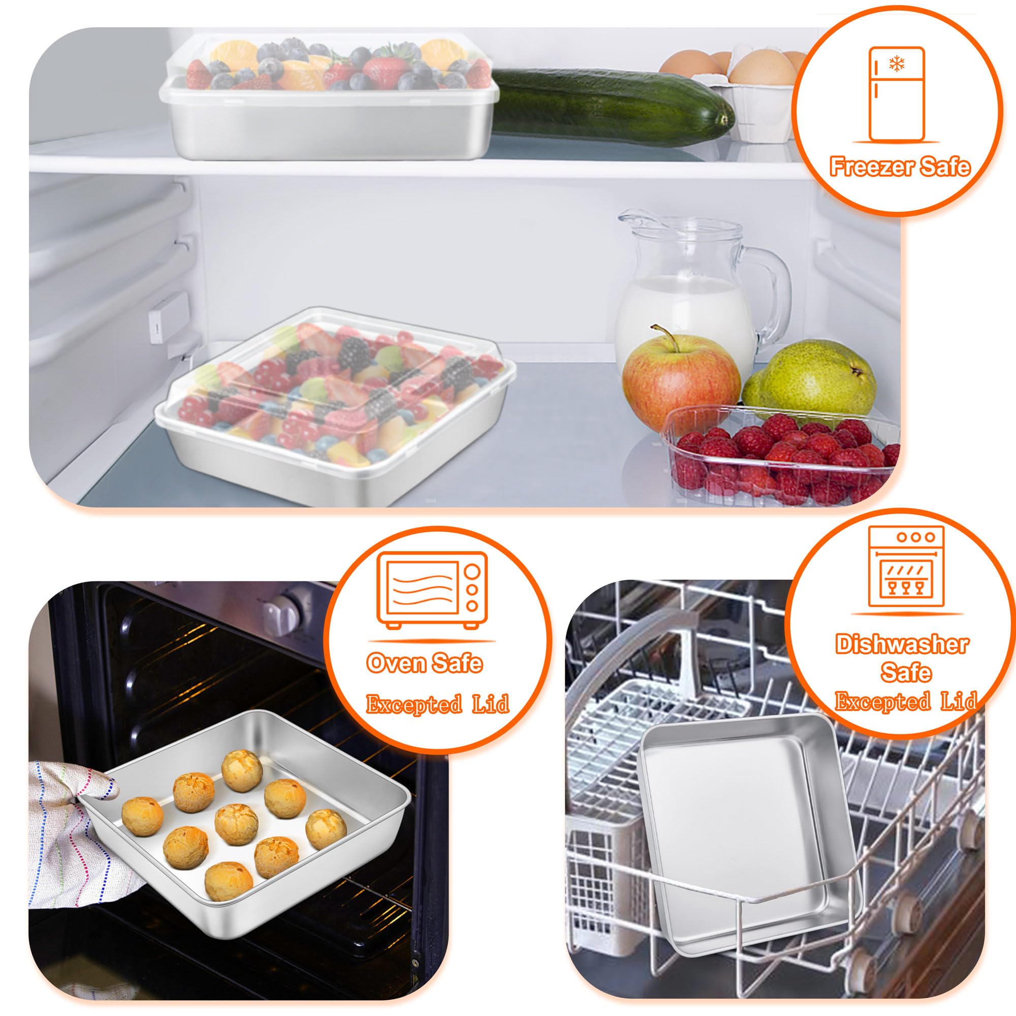 TeamFar multiuse square pan ideal for brownies and lasagna
