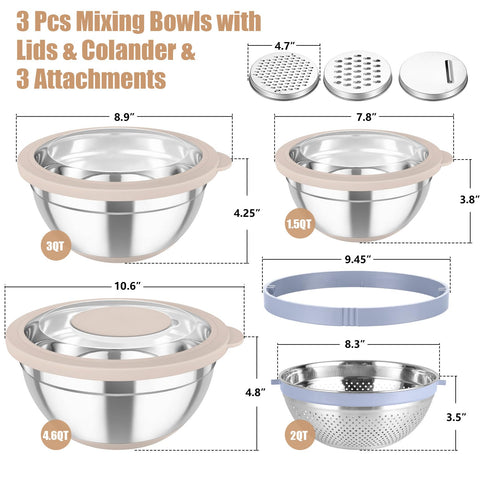 TeamFar nesting bowls with airtight lids for clear storage.
