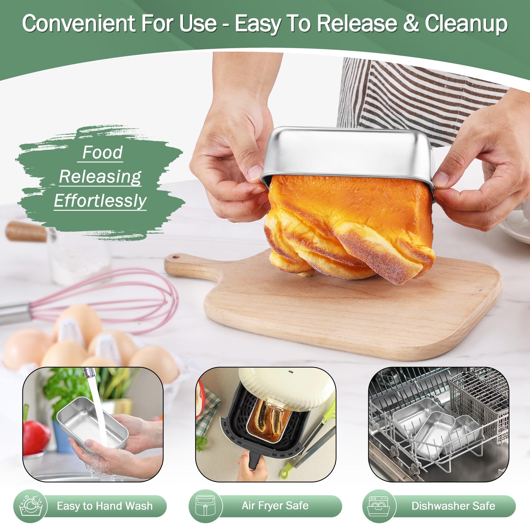 TeamFar oven-ready mini loaf pan demonstrates even heat distribution.