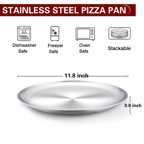 TeamFar stainless steel pizza pan with brushed surface for easy release.