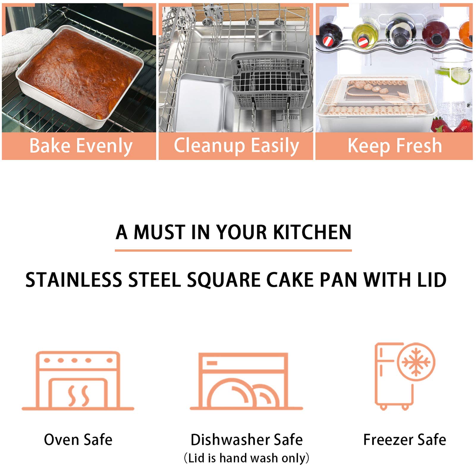 TeamFar raised lid design preserves icing and toppings during transport.