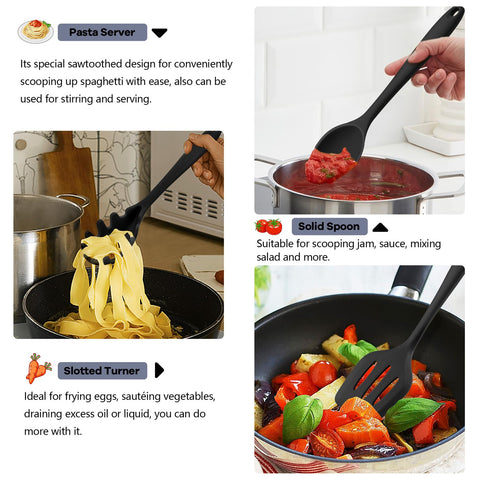 TeamFar silicone slotted spoon eases stirring and draining without scratching