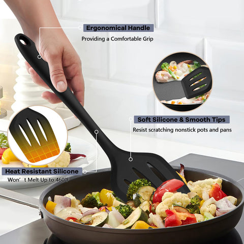 TeamFar solid turner provides sturdy flipping on hot pans