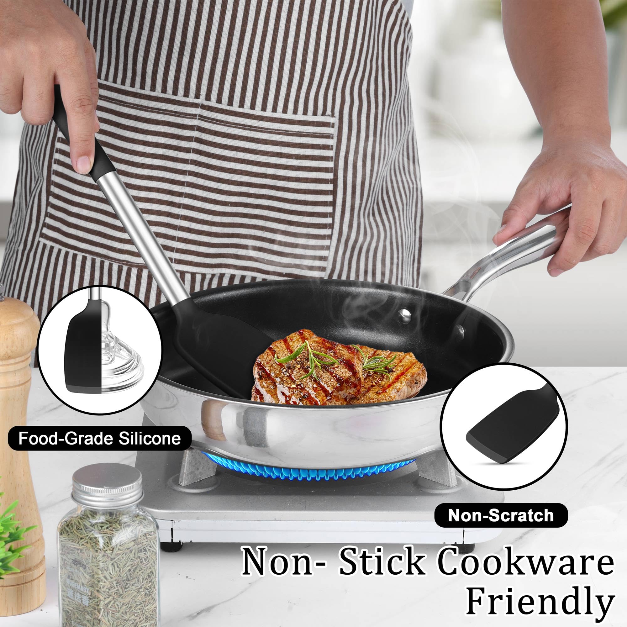 TeamFar slotted turner drains grease quickly, aiding healthier meals.