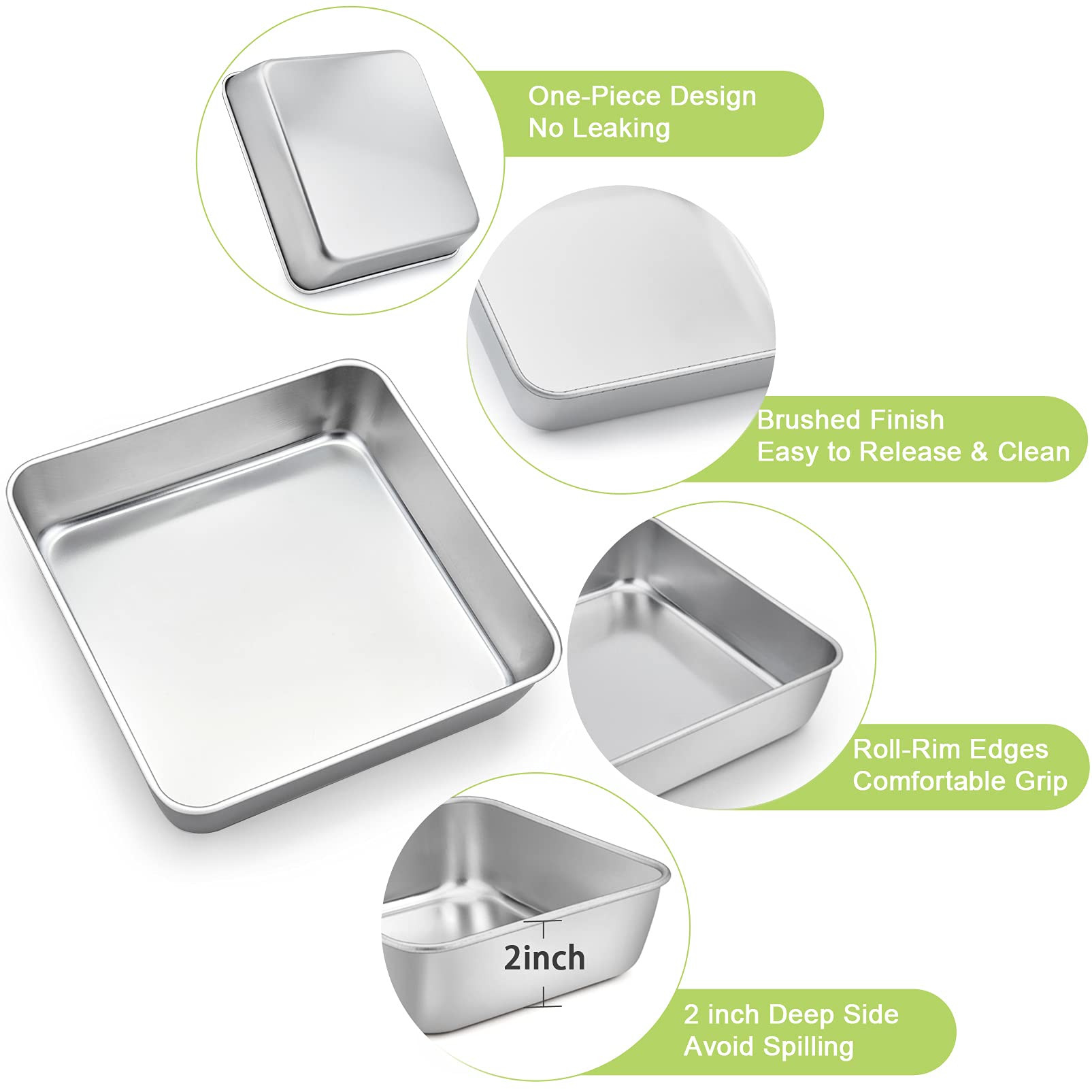 TeamFar square pan brushed surface close-up promotes smooth food release.