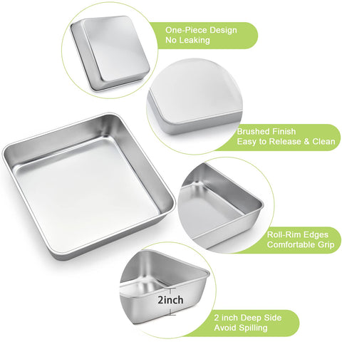 TeamFar square pan brushed surface close-up promotes smooth food release.