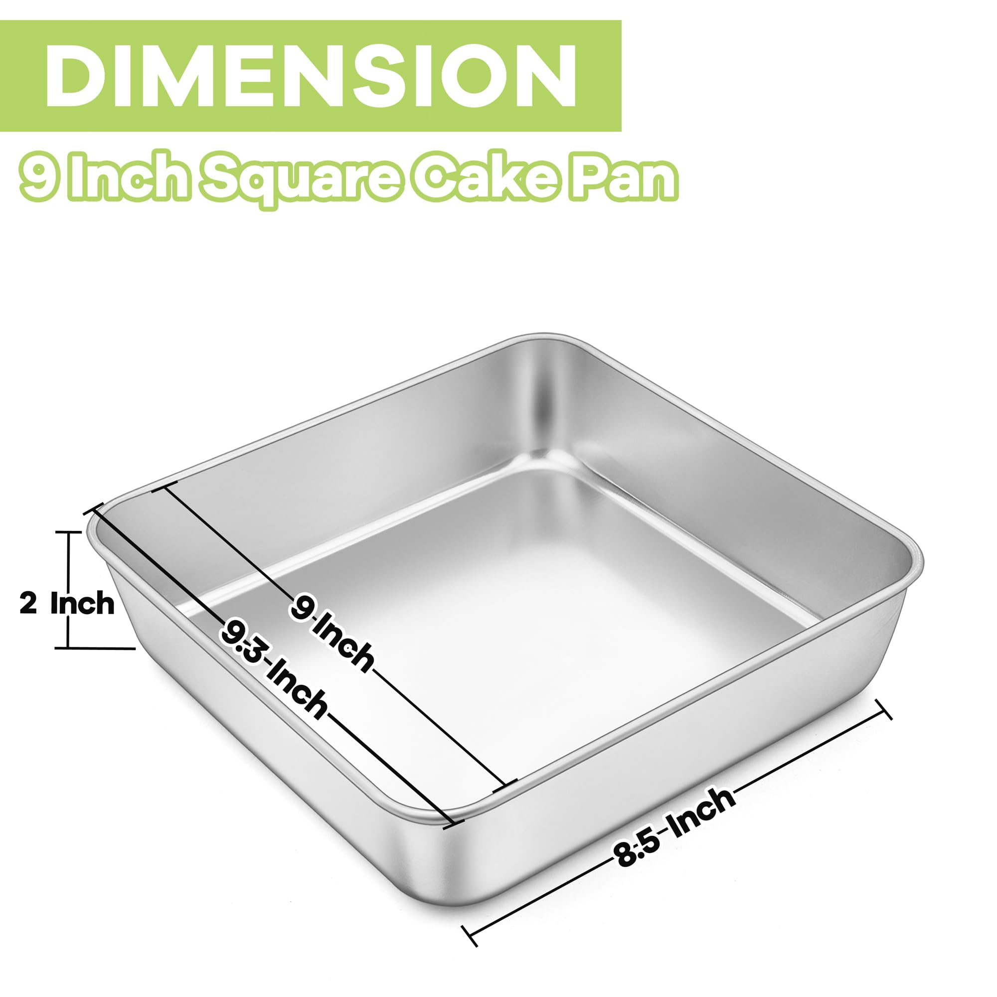 TeamFar square cake pan interior with cake to illustrate capacity and even baking.