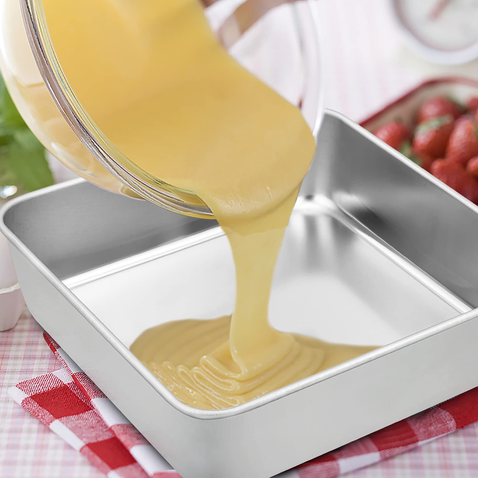 TeamFar square cake pan is a versatile mini pan for cakes and brownies