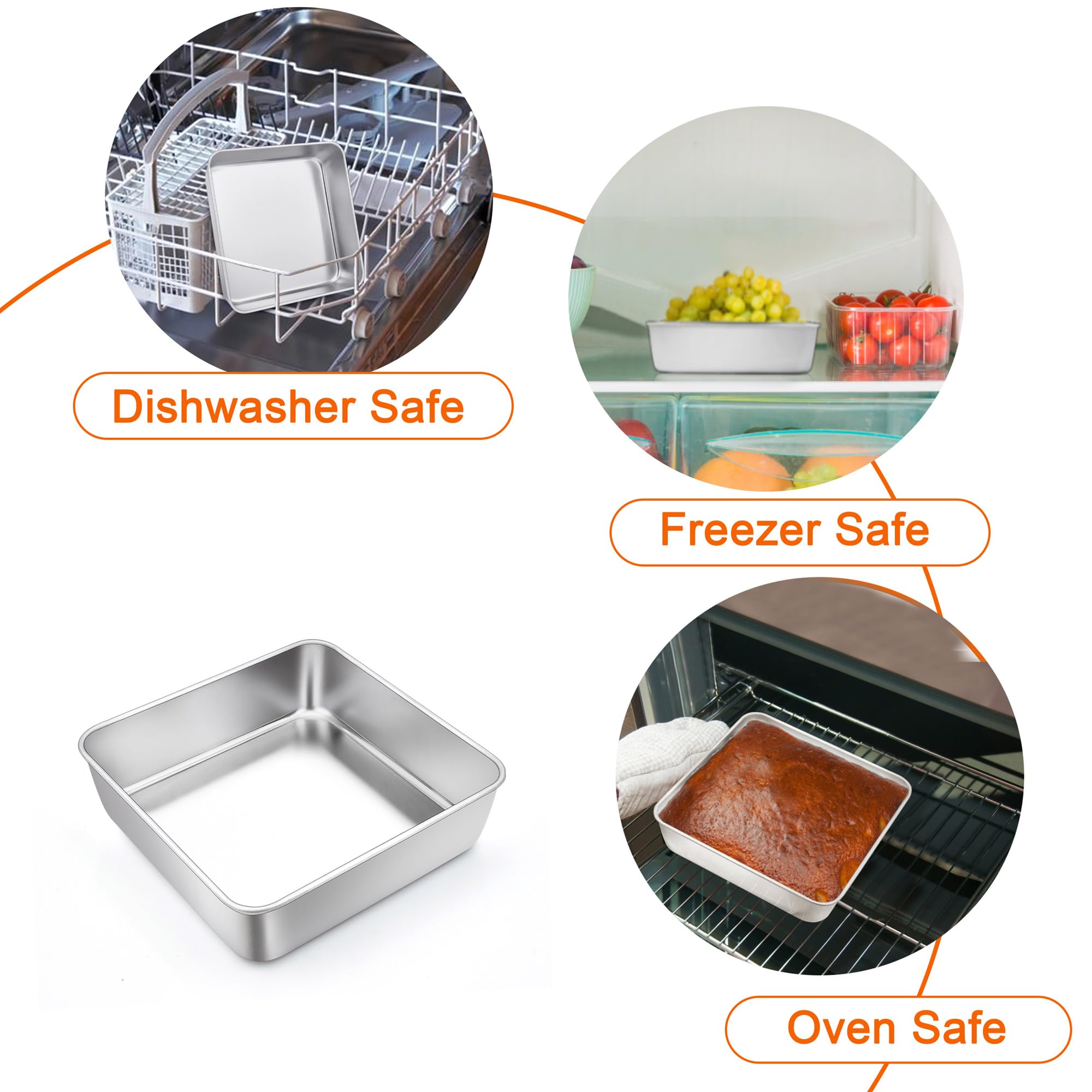 TeamFar square cake pan fits regular ovens for versatile baking