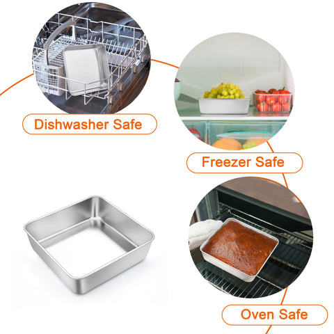 TeamFar square cake pan fits regular ovens for versatile baking
