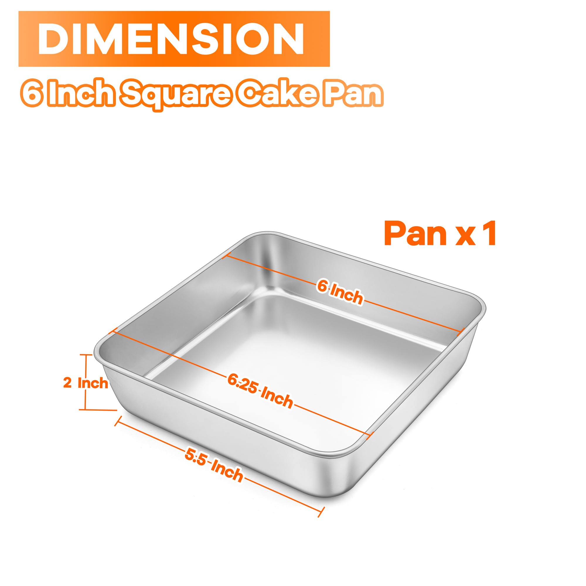 TeamFar square cake pan smooth surface reduces sticking during baking