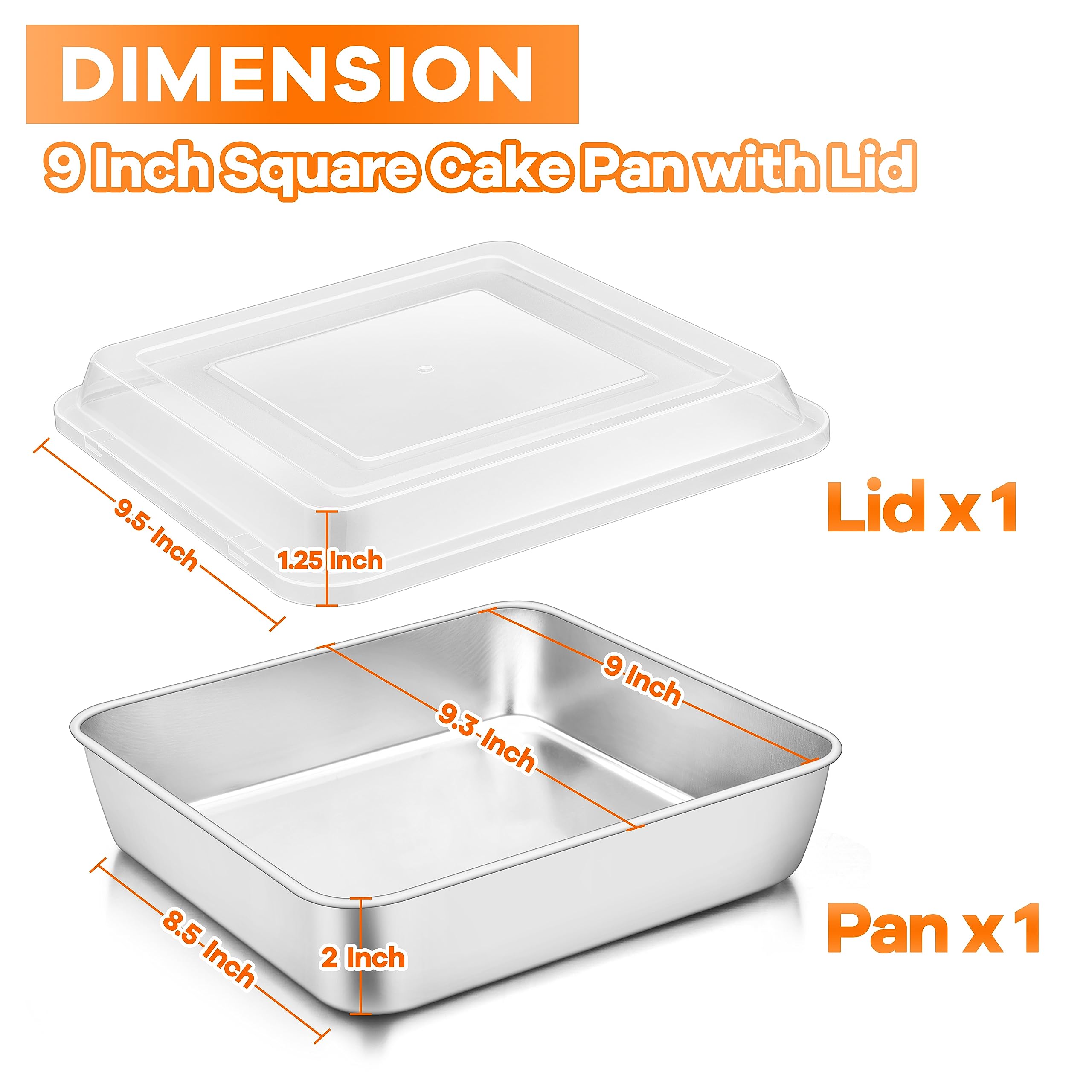 TeamFar square pan with lid on keeps baked goods fresh