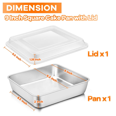 TeamFar square pan with lid on keeps baked goods fresh