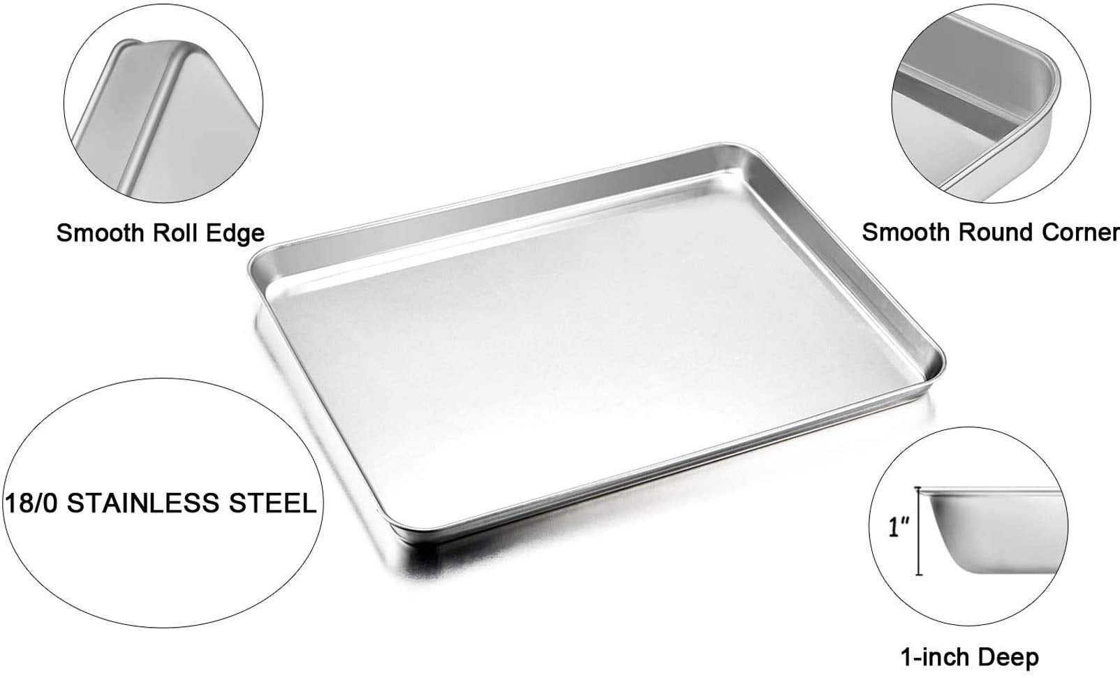 TeamFar stainless steel bake pan with mirror finish reduces sticking.