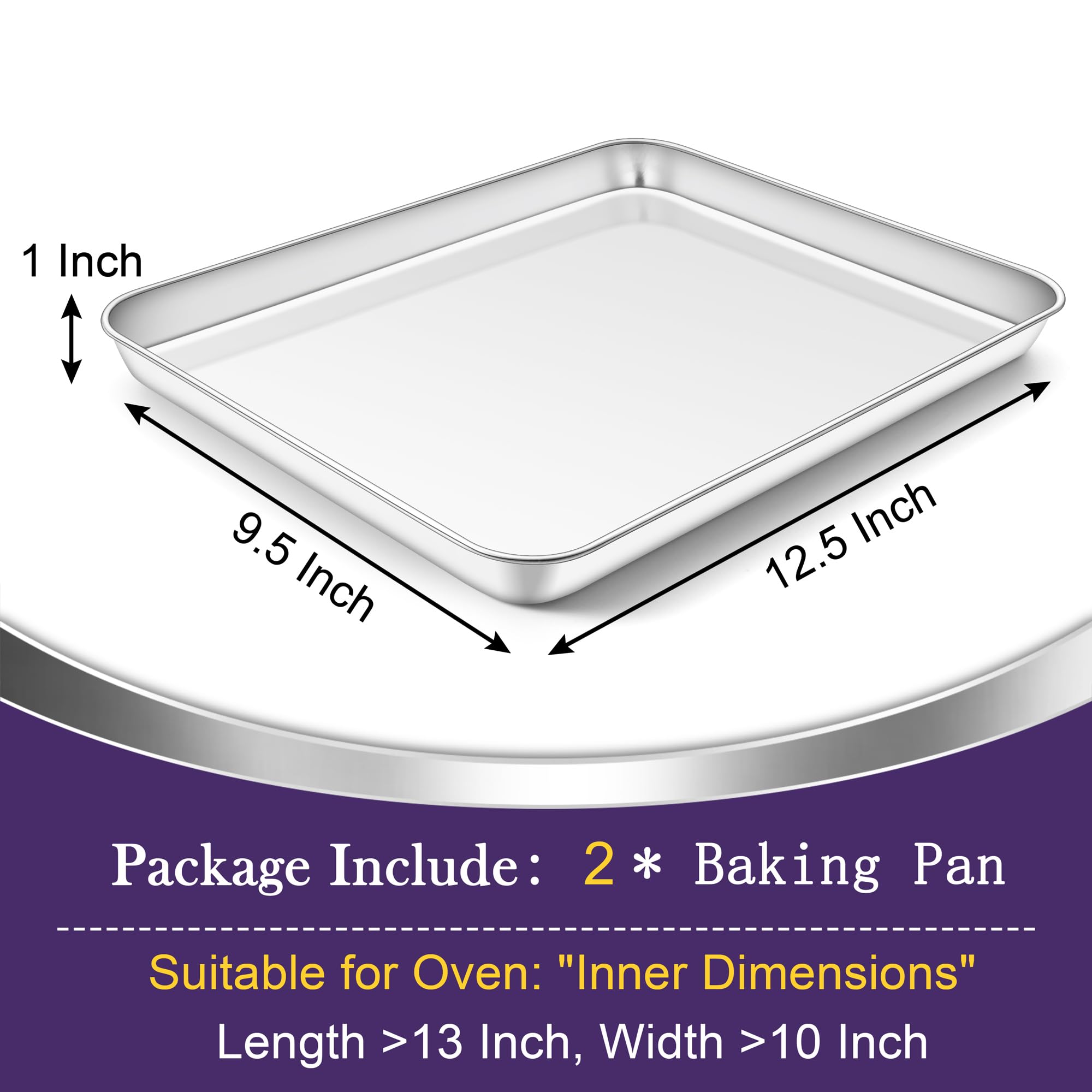 TeamFar stainless steel baking trays with smooth edges for safe handling.