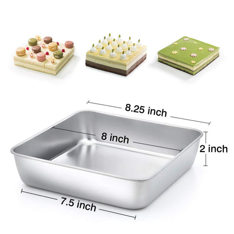 TeamFar stainless steel square pan provides a non-toxic, durable baking surface