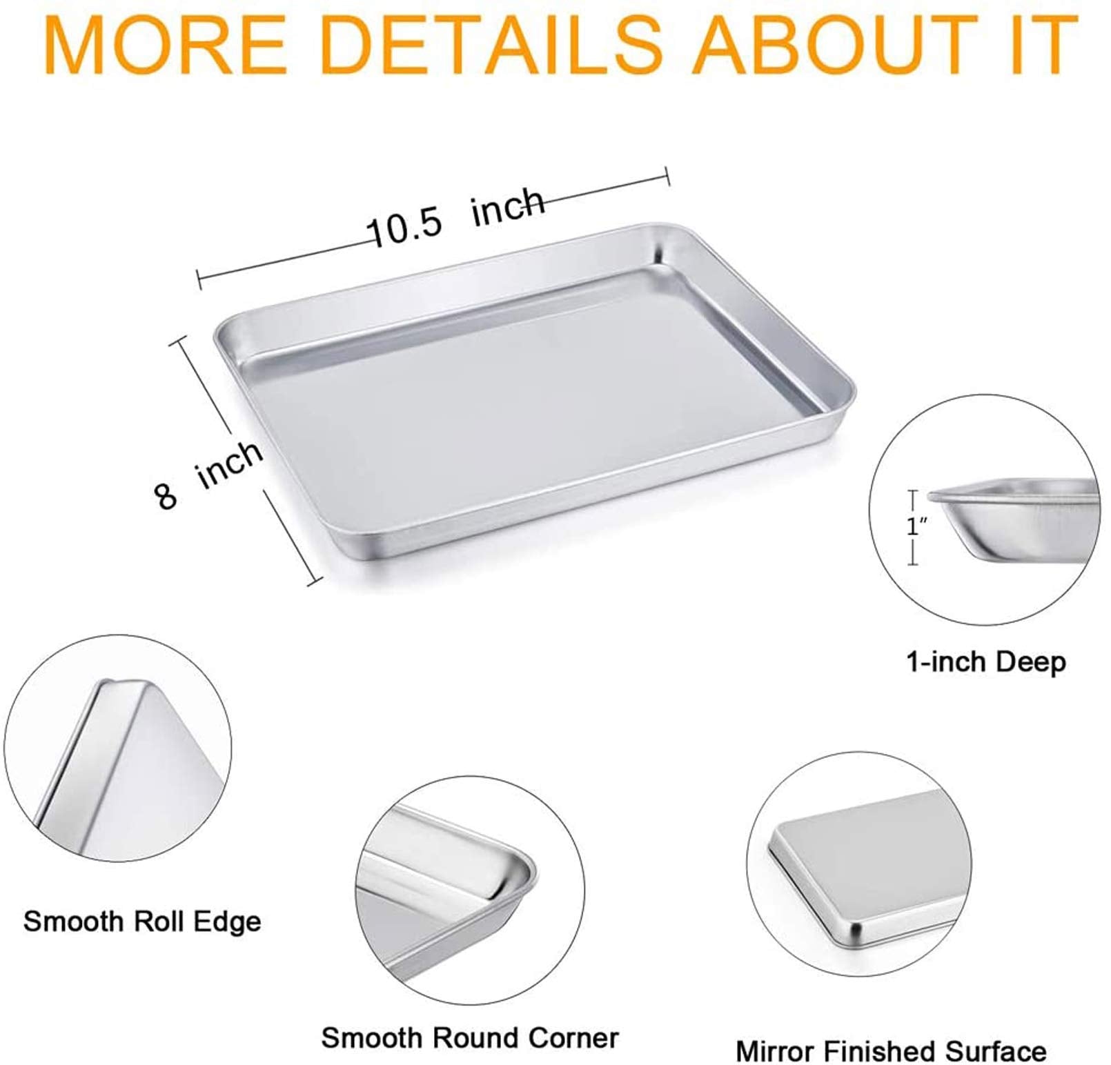 TeamFar stainless steel trays with mirror finish prevent sticking during baking.