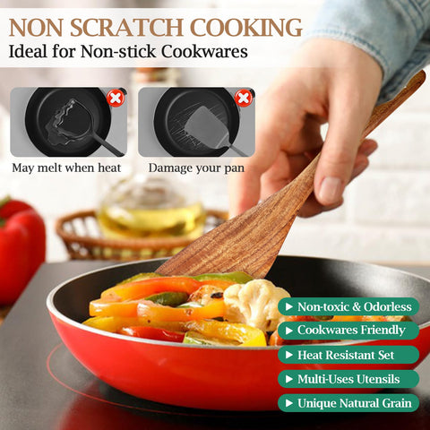 TeamFar teak wood soup ladle for serving hot soups safely.
