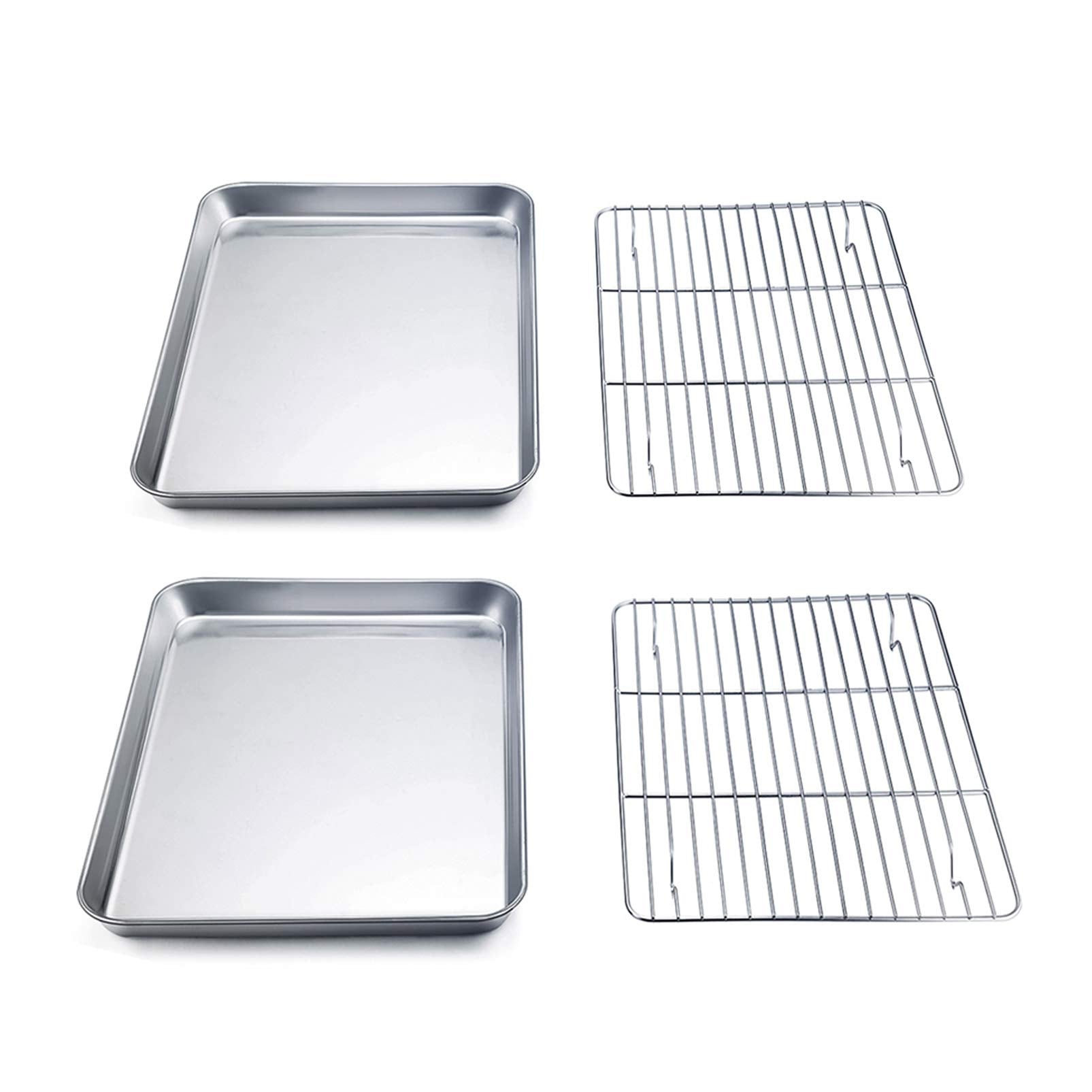 TeamFar toaster oven pan 9x7 top view, durable stainless steel for everyday cooking