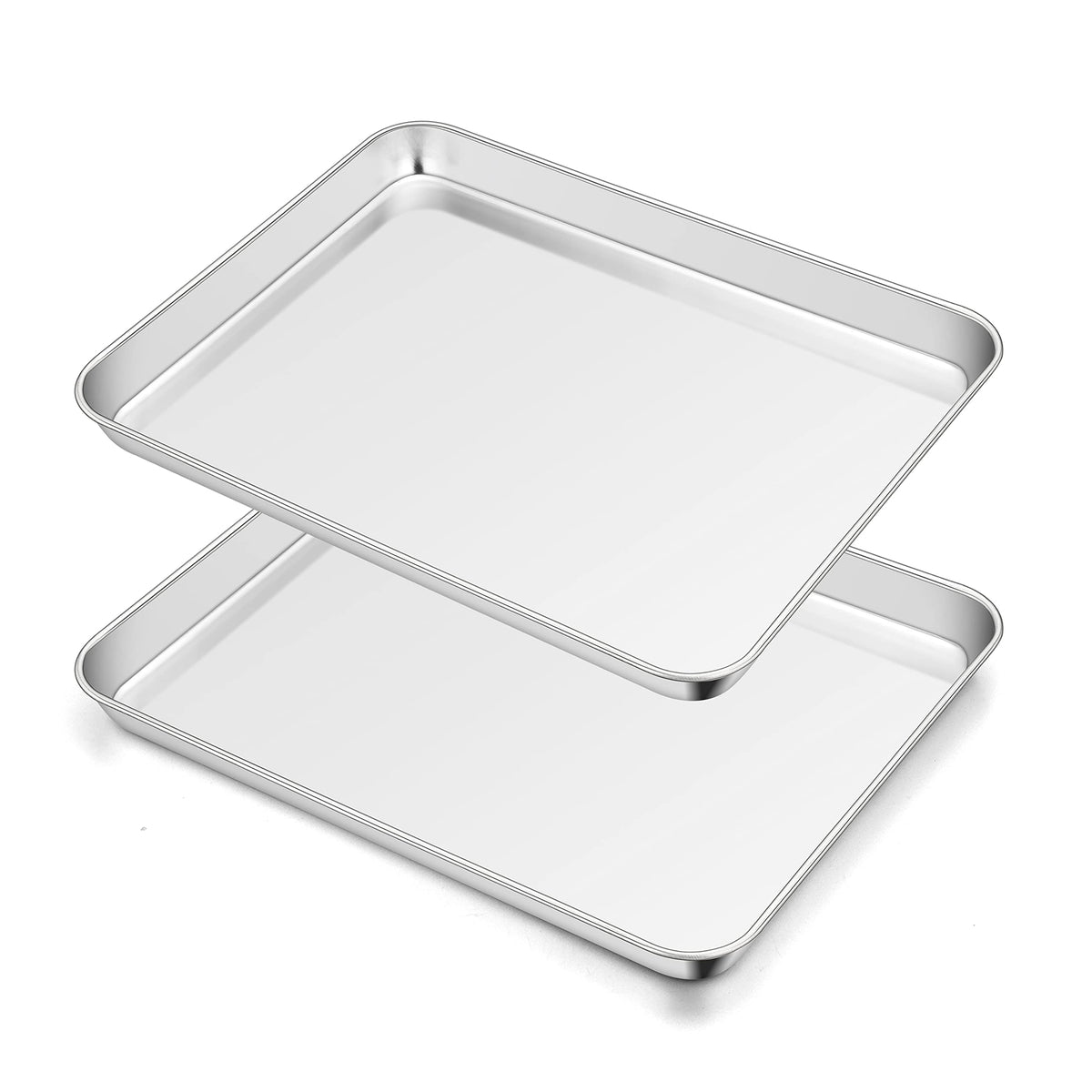 TeamFar toaster oven pan set with mirrored finish reduces sticking during baking.