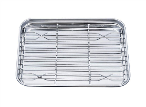 TeamFar toaster oven pan shows a sturdy stainless steel build for healthy cooking