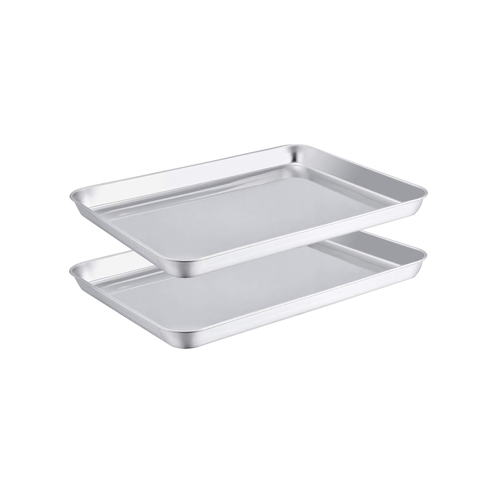 TeamFar toaster oven pans 2-pack with mirror finish for easy cleanup.