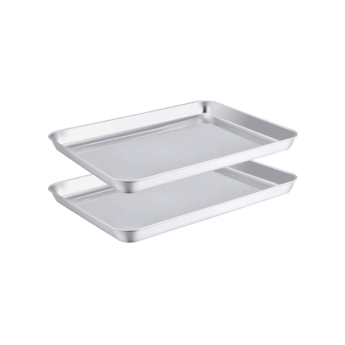 TeamFar toaster oven pans 2-pack with mirror finish for easy cleanup.