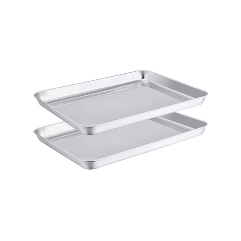 TeamFar toaster oven pans 2-pack with mirror finish for easy cleanup.