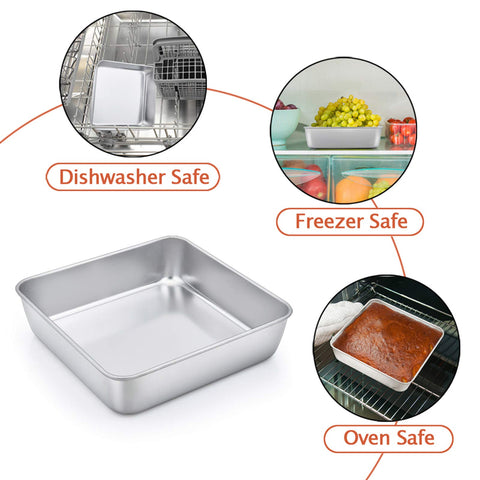 TeamFar versatile square pan suitable for cakes, lasagna, brownies and more