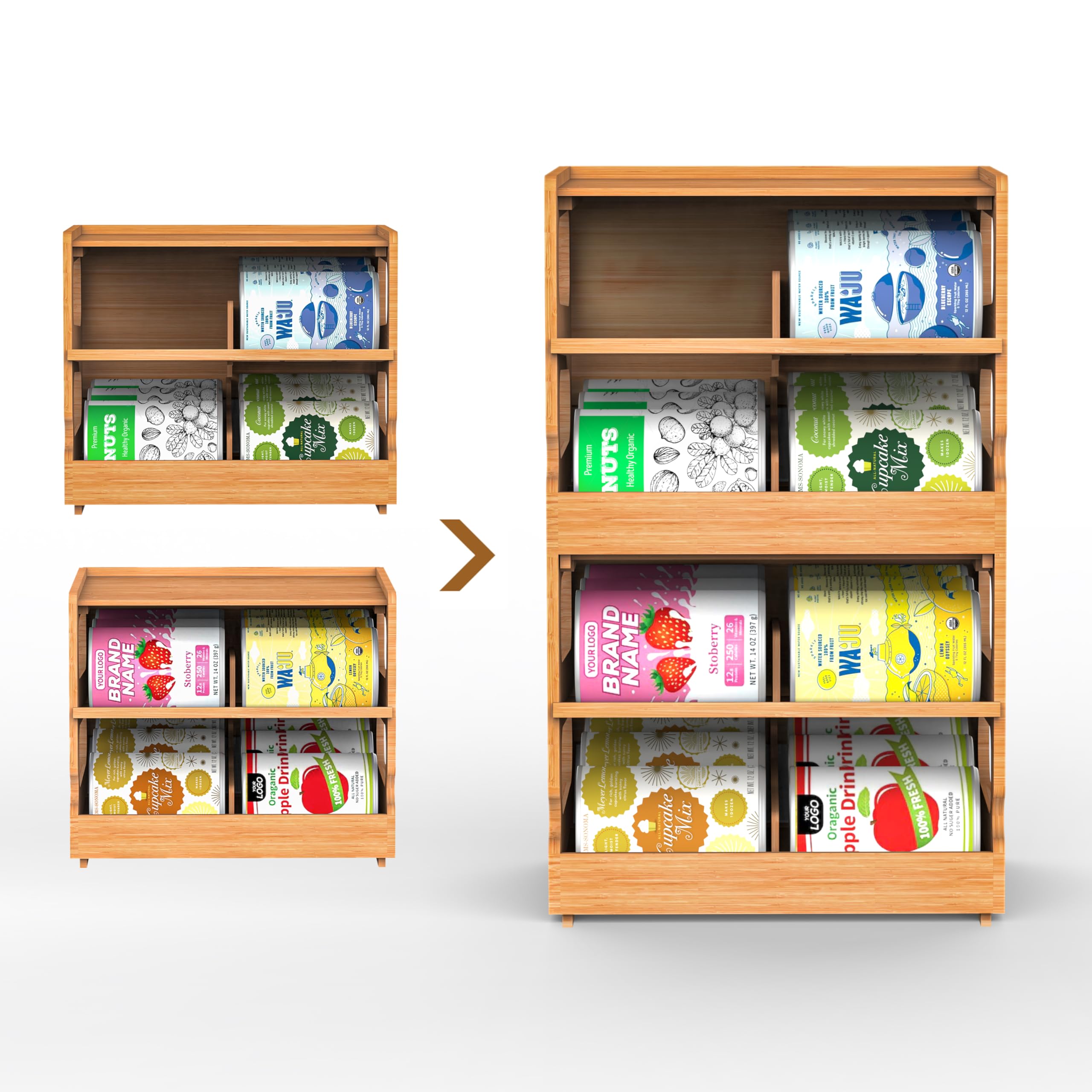 Teamkio adjustable can organizer fits varying can sizes and layouts