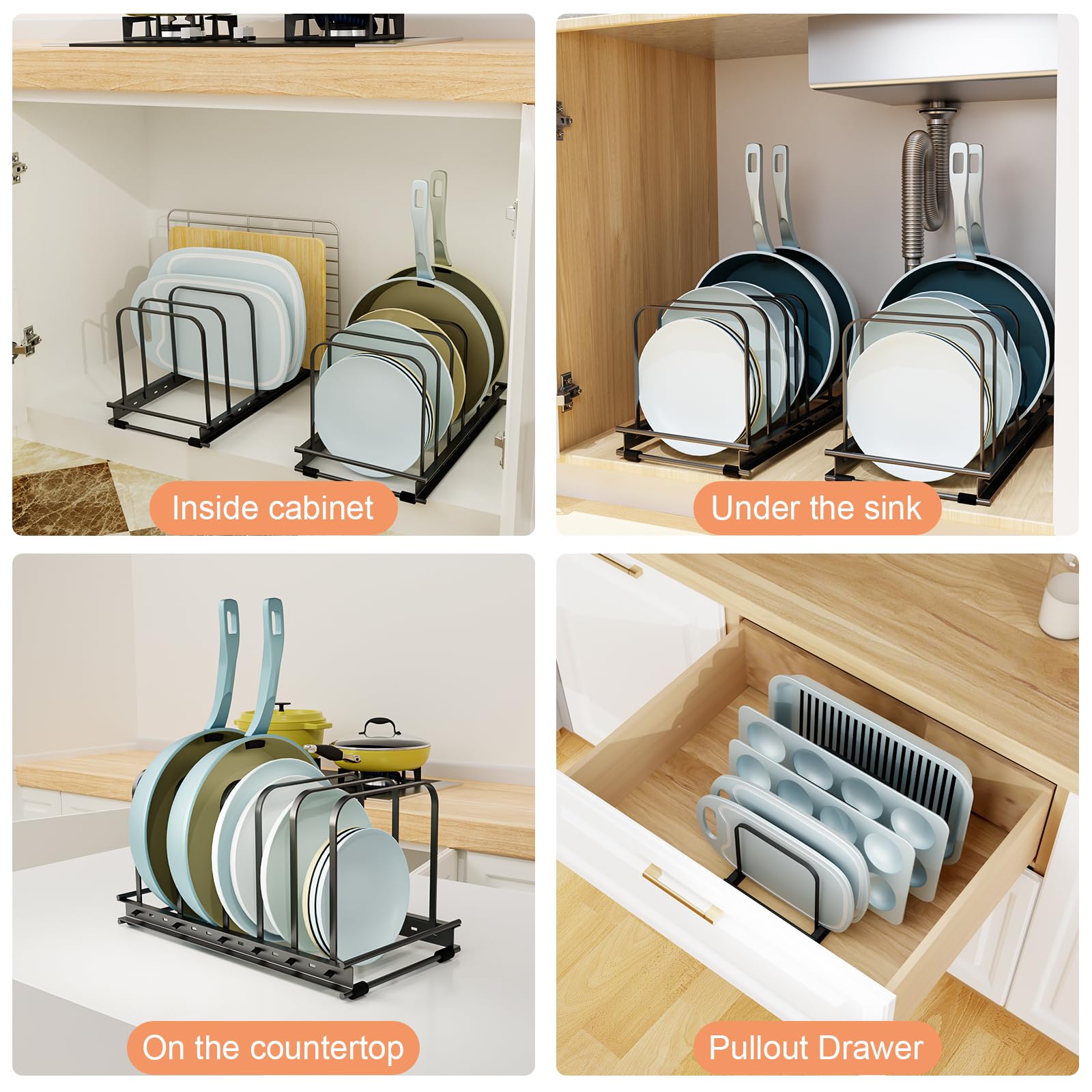 TEAMOLA easy-stack solution for pots, pans, and lids during cooking