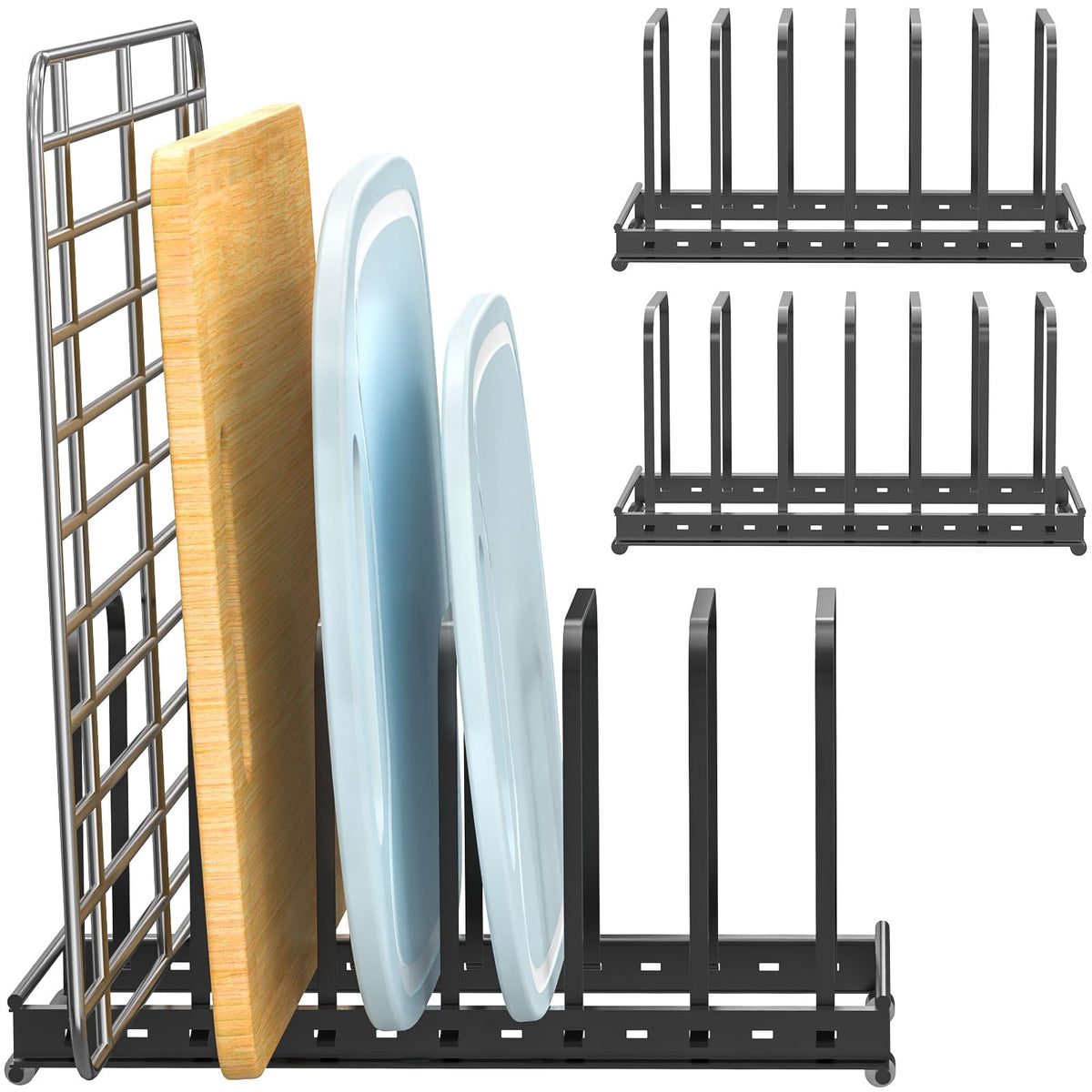 TEAMOLA pan organizer inside cabinet keeps pans neatly stacked and easy to reach