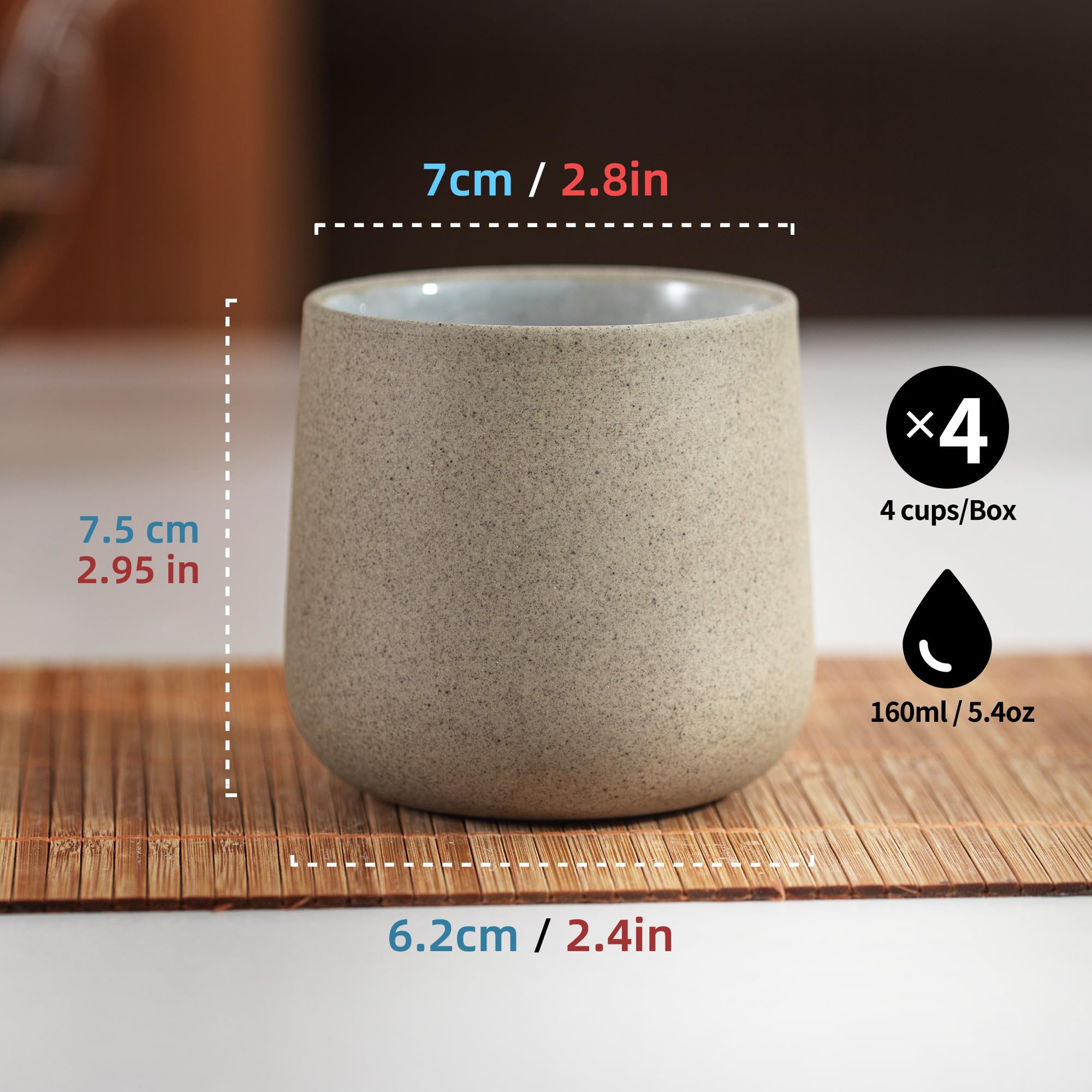 Flat-bottom design aids stable placement and comfortable grip during tea service.