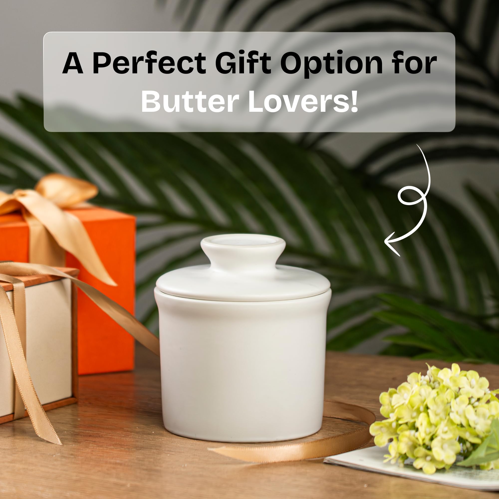 Teapeak butter crock two-piece design for easy serving and cleaning