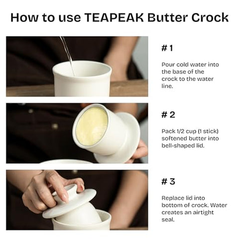 Teapeak butter crock serving butter for family meals