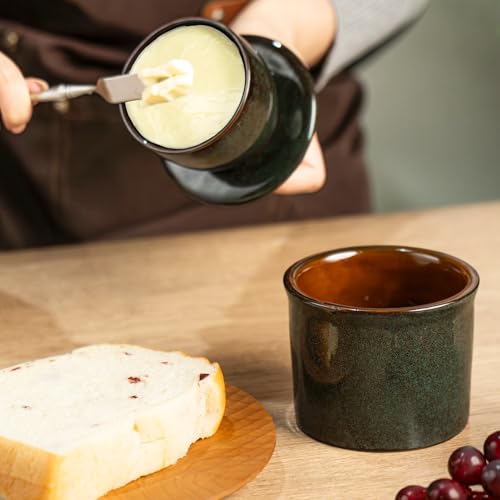 Teapeak butter keeper on countertop blends with kitchen decor