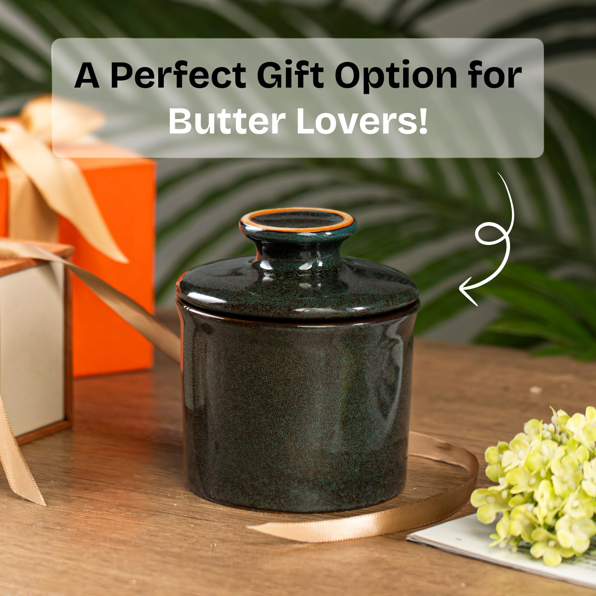 Teapeak butter keeper durable porcelain construction for lasting use