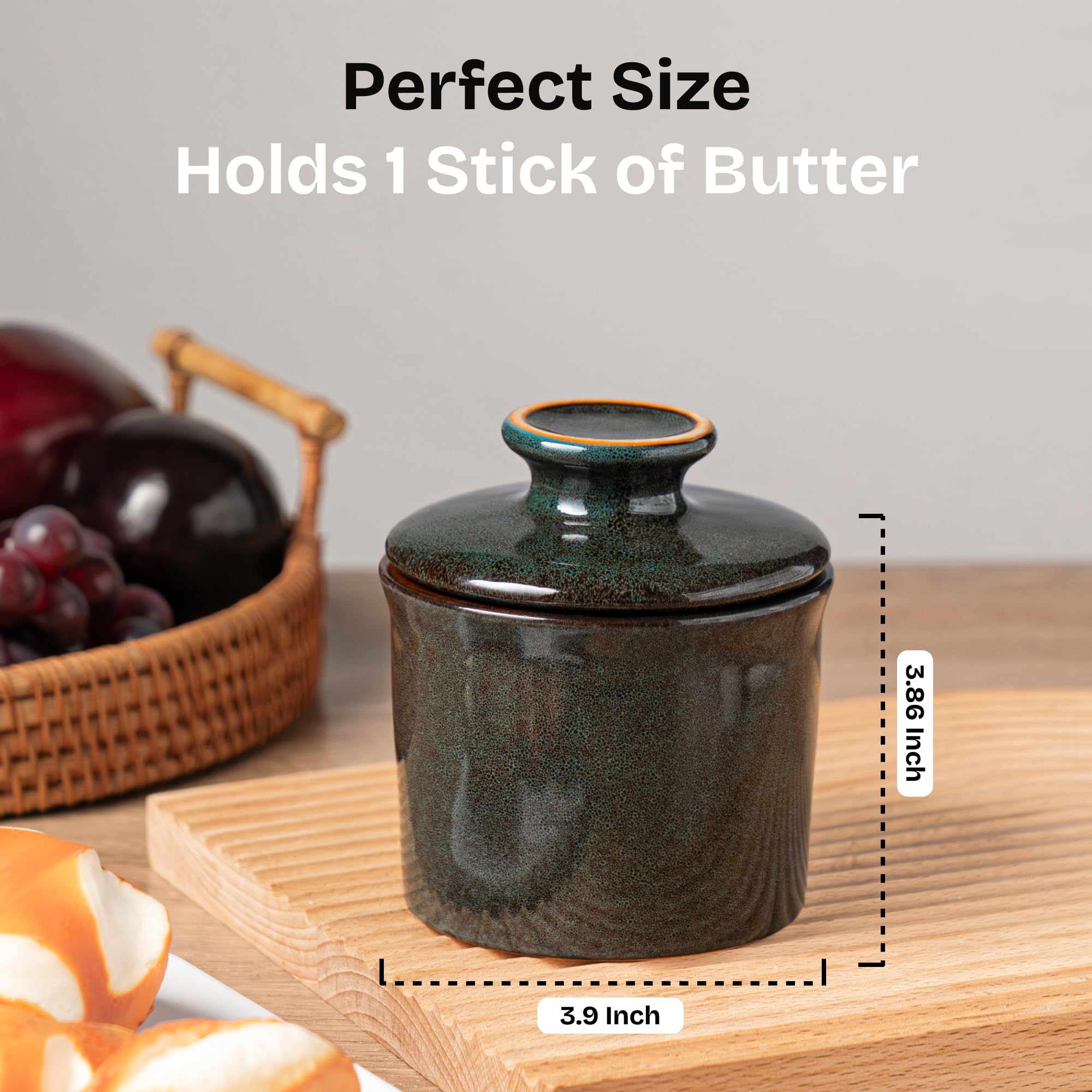 Teapeak butter keeper two-piece design for easy serving and cleaning