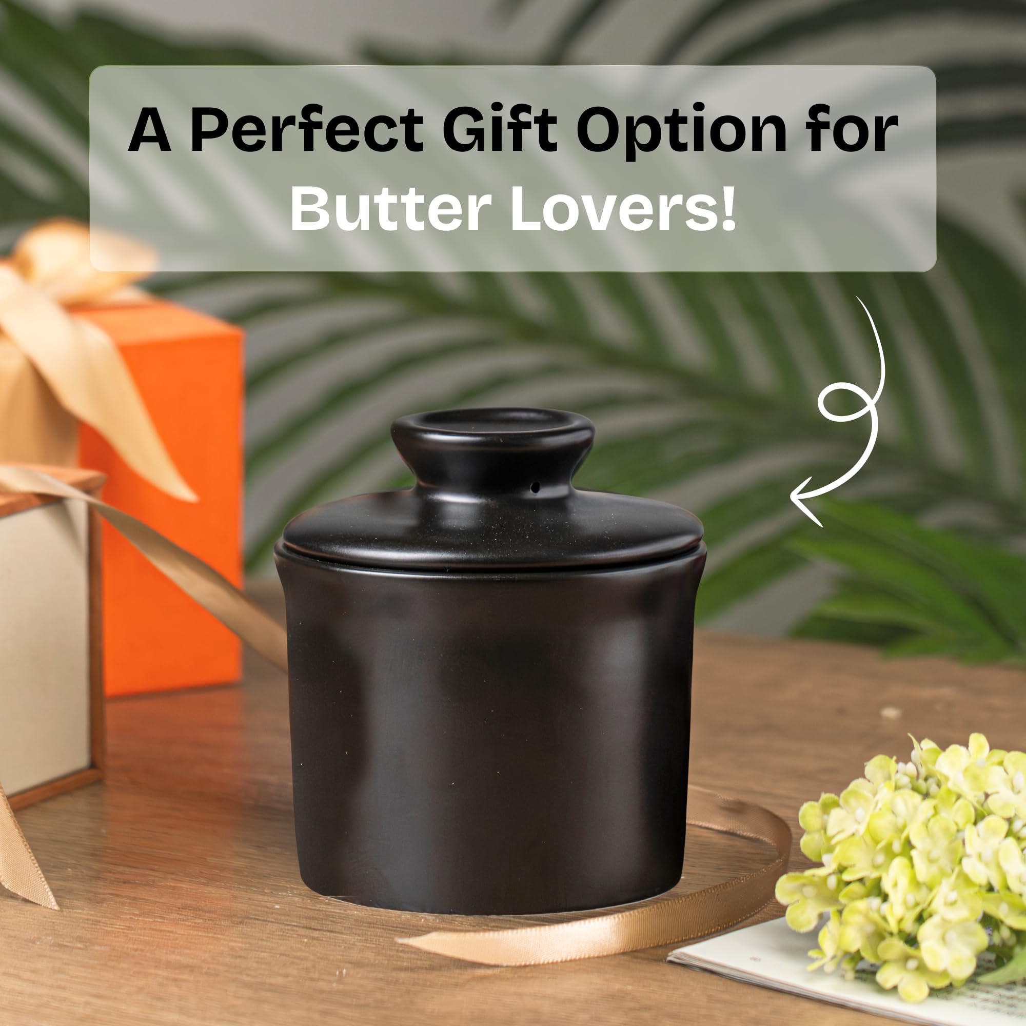 Teapeak durable porcelain butter crock with non toxic finish.