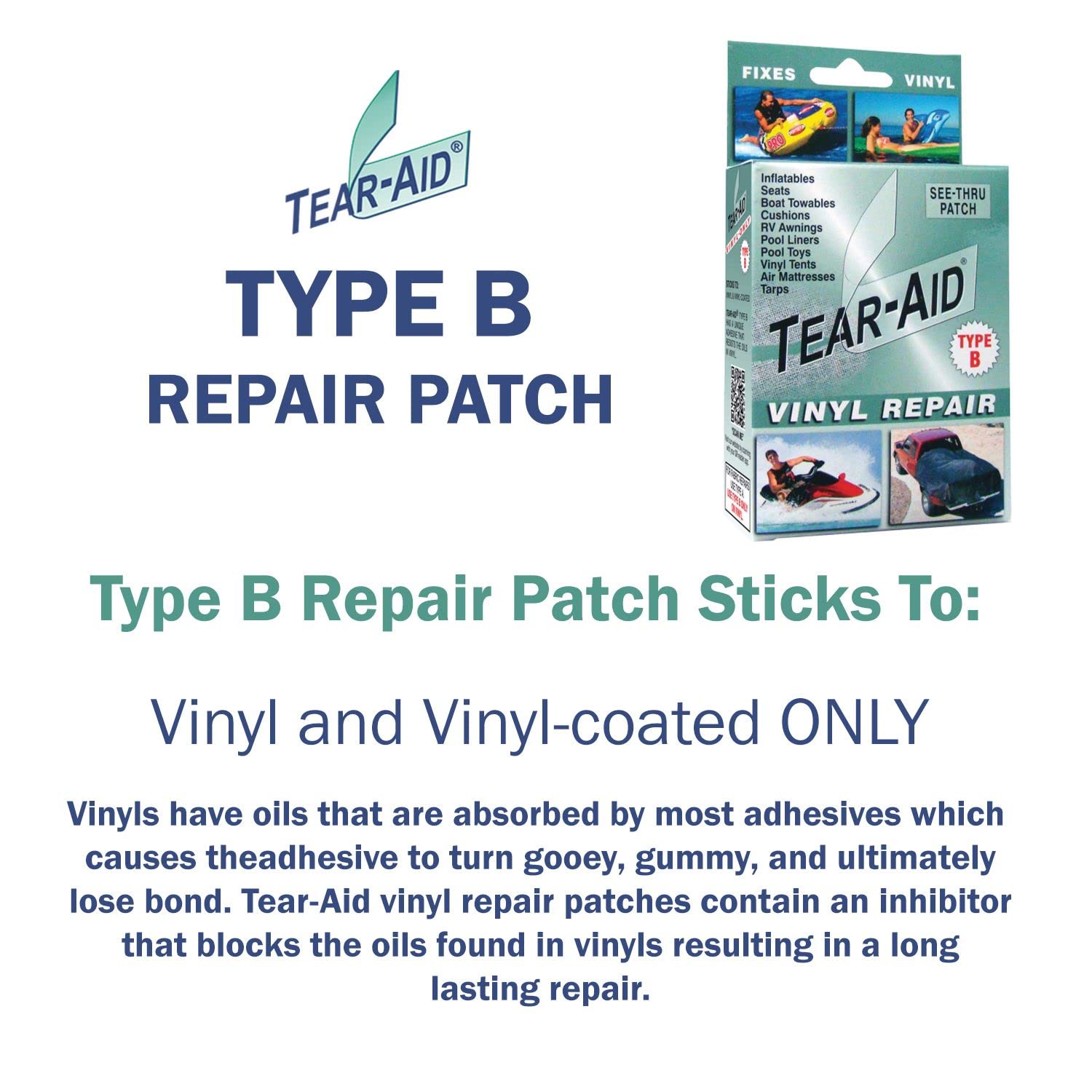 TEAR-AID Type B alcohol prep pads for clean vinyl patches