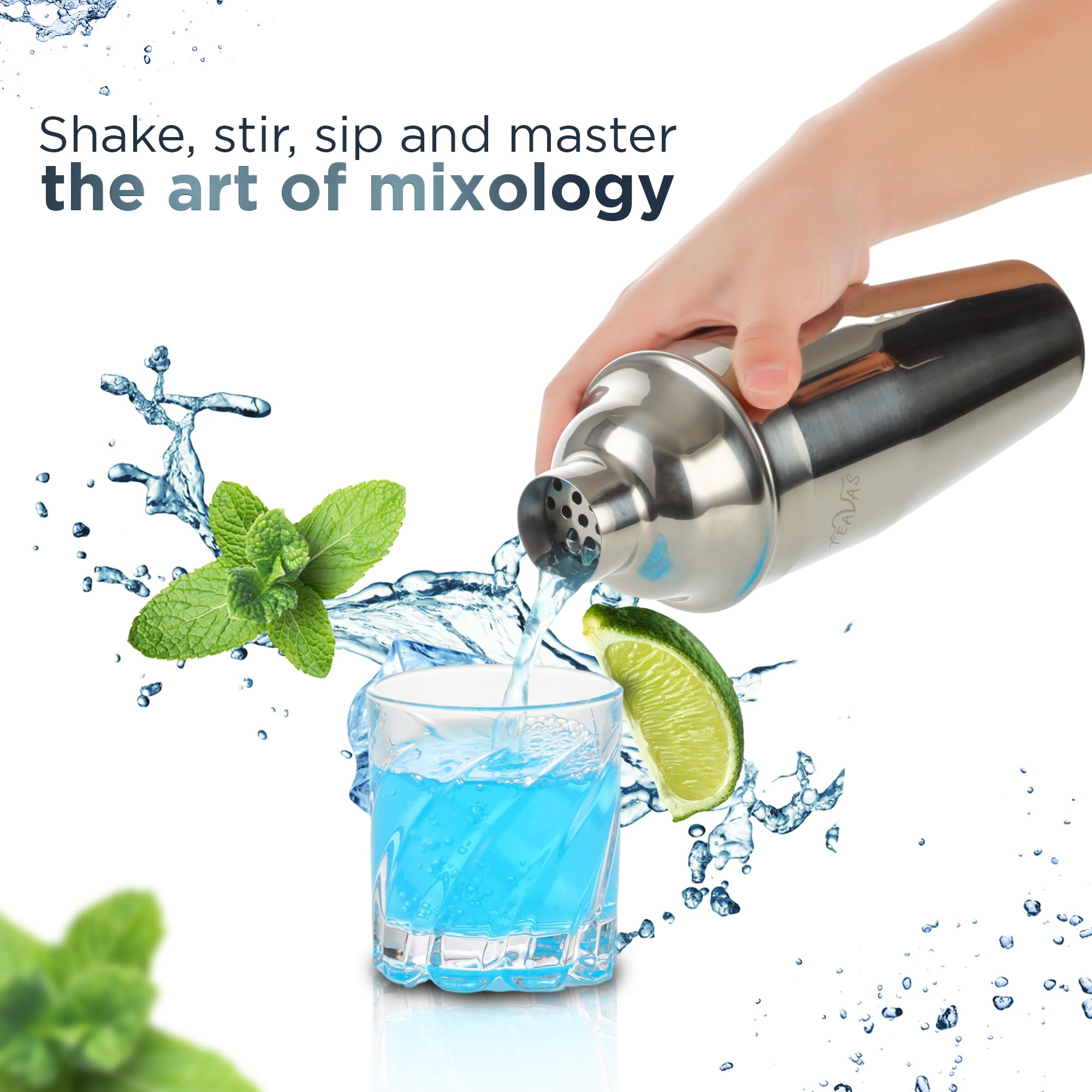 TEAVAS Mixology Bartender Kit muddler and Cobbler shaker for fresh flavors
