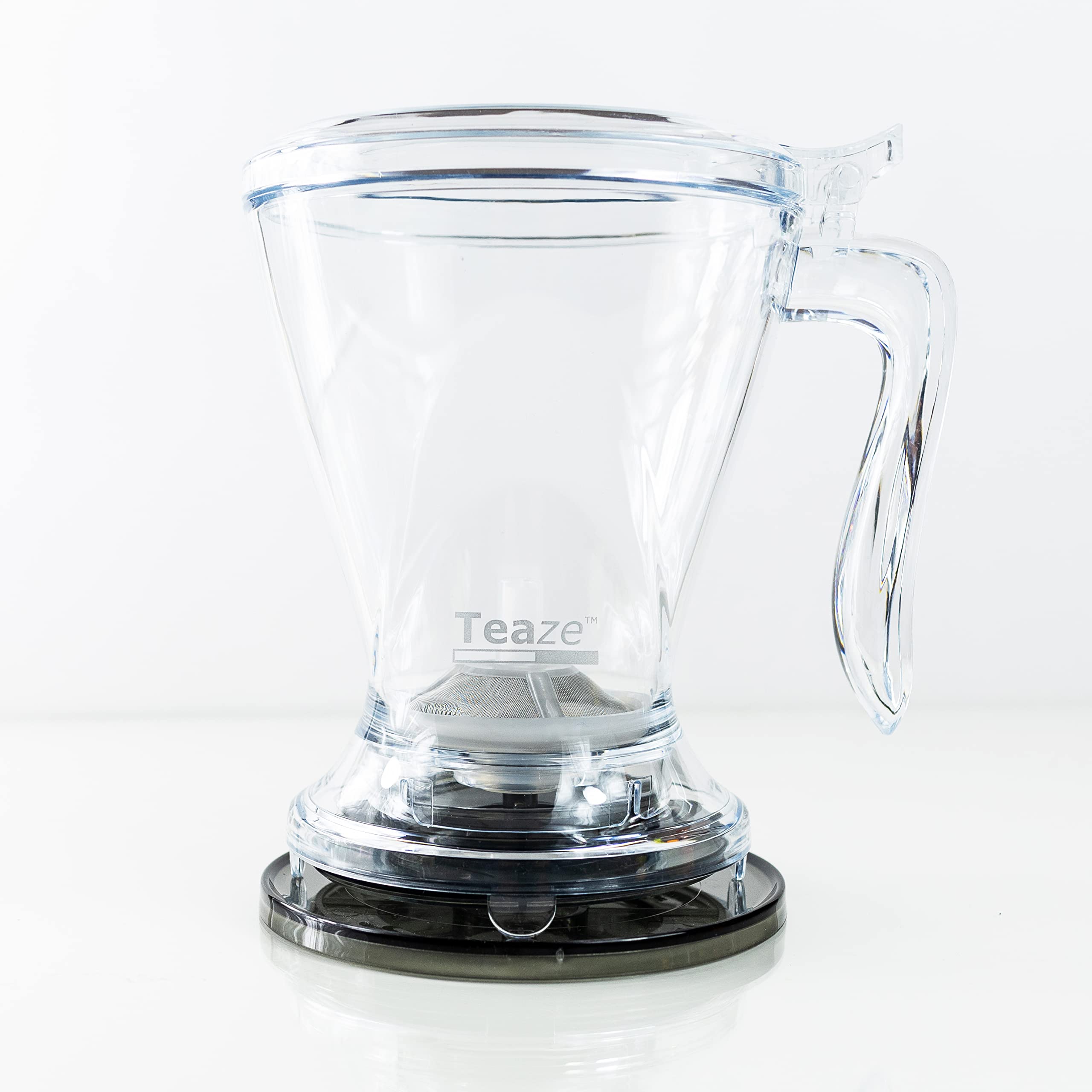 TEAZE Infuser sits over a cup for clean, controlled steeping.