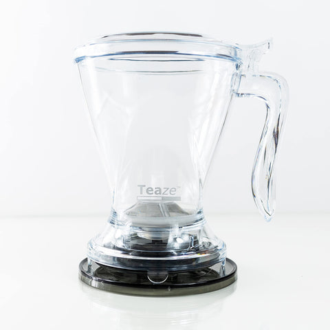 TEAZE Infuser sits over a cup for clean, controlled steeping.