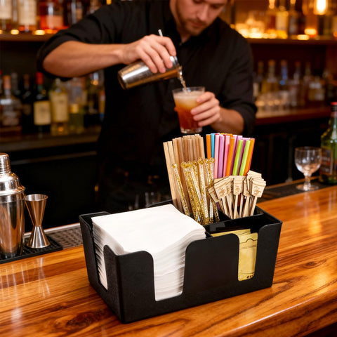 Tebery bar caddy black finish complements any decor for home or cafe