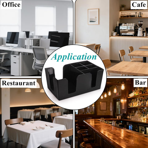 Tebery bar caddy keeps napkins, straws, skewers, and stirrers at hand